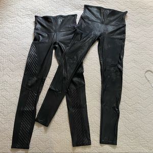 2 pairs M Spanx legging Worn knees cut into biker shorts or use over knee boots!